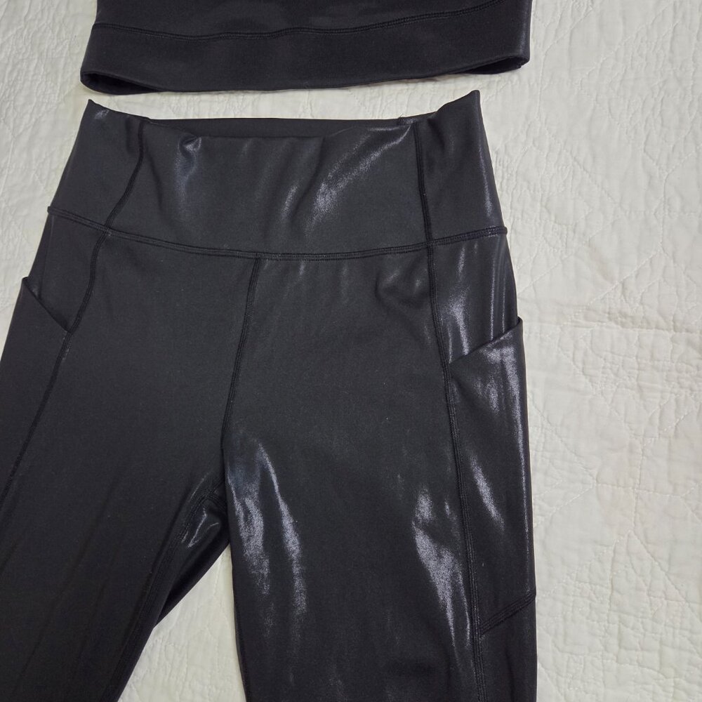 Fabletics Shiny Black Activewear Set, Including A… - image 6